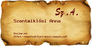 Szentmiklósi Anna névjegykártya