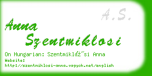 anna szentmiklosi business card